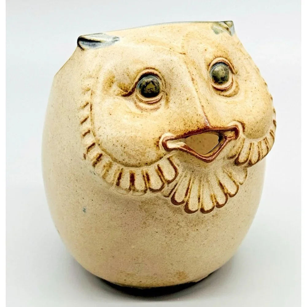 Japan Stoneware Owl Creamer Pitcher UCTCI 4.5 inch Stoneware Vintage 1960s